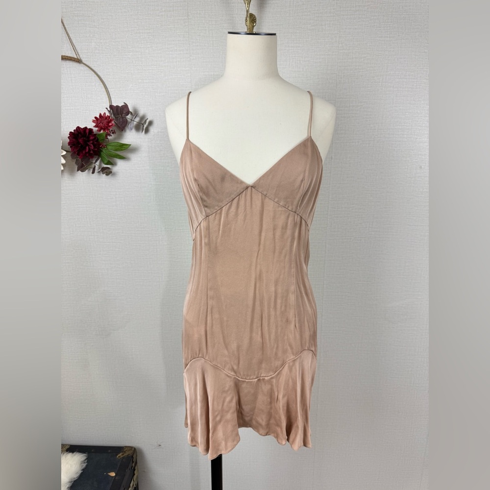 ALEXANDER WANG Women’s Nude Neutral Spaghetti Strap Satin Dress Size 6